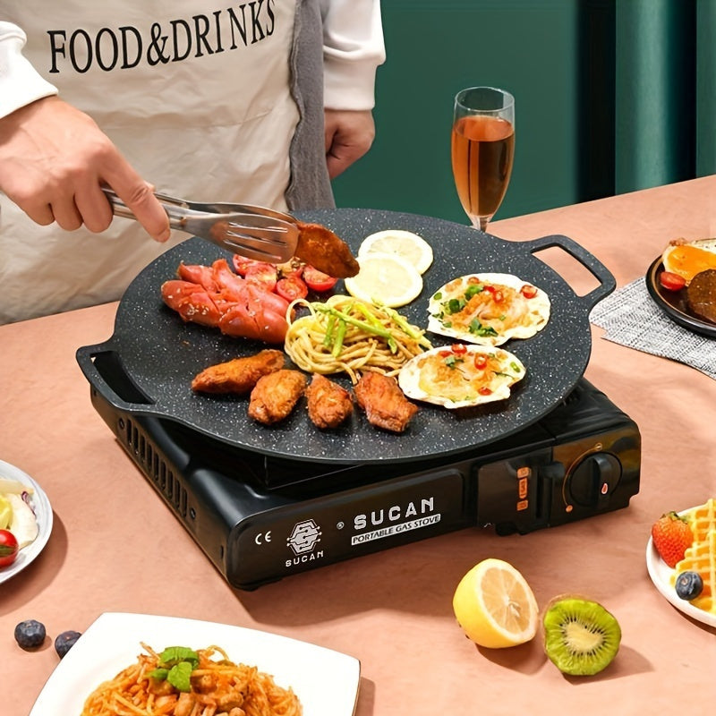 Multi-functional Cast Iron Griddle with Double Handles - Ideal for Making Crepes, Tortillas, BBQ & Beyond - Sturdy Circular Pan for Daily Meal Prep