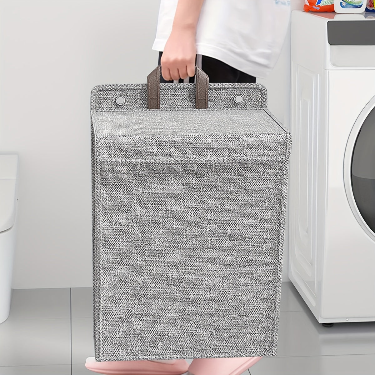 Home Organization Essentials: Set of Fabric Wall Hanging Laundry Baskets in Casual Elongated Shape for Bathroom, Bedroom, Living Room - Convenient Folding Dirty Clothes Storage Hamper