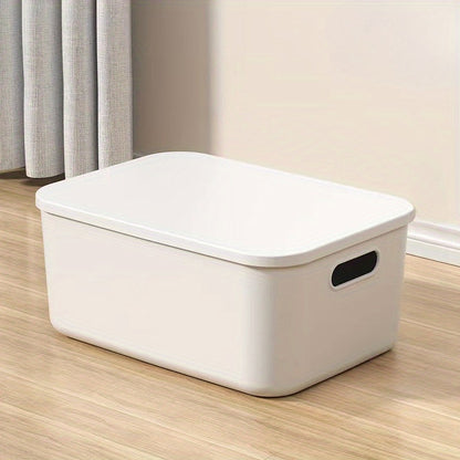 Multi-functional White Storage Box with Lid - Convenient Plastic Container for Clothing, Toys, Reading Materials & Snacks - Ideal for Keeping Desktops and Cars Tidy - Great Holiday Present for Christmas or Halloween, Stylish Organizational Box