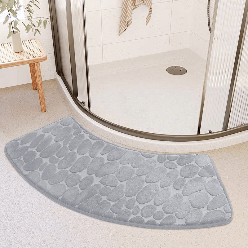 Pebble Bath Mat: Soft, Quick-Dry, Non-Slip, Absorbent Shower Rug made of Polyester for Home Decor