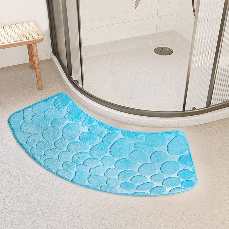 Pebble Bath Mat: Soft, Quick-Dry, Non-Slip, Absorbent Shower Rug made of Polyester for Home Decor