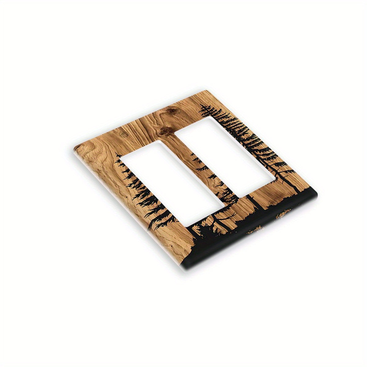 Modern art-style switch plate made of pine tree wood grain, no electricity needed, easy installation for bathroom, bedroom, living room.