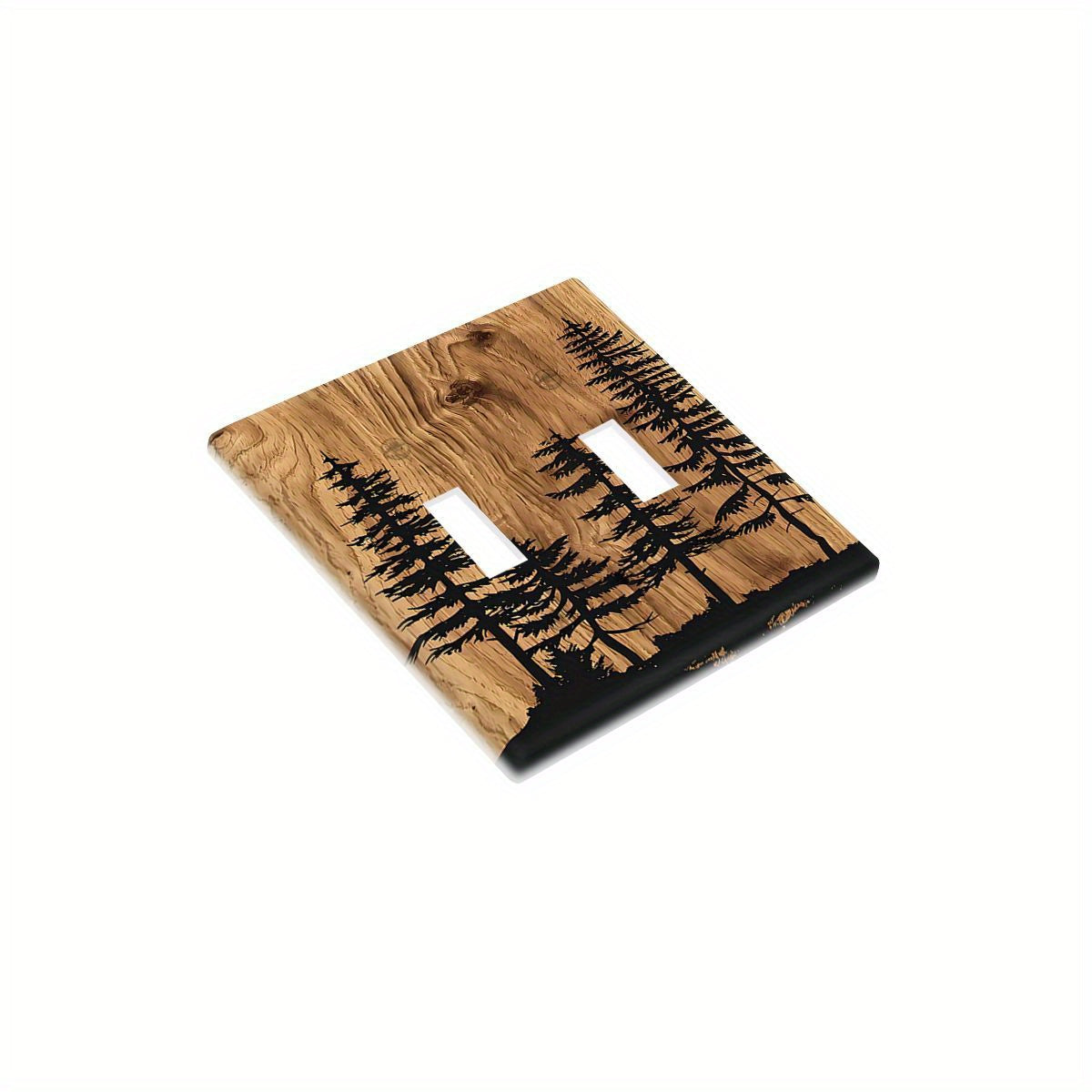 Modern art-style switch plate made of pine tree wood grain, no electricity needed, easy installation for bathroom, bedroom, living room.