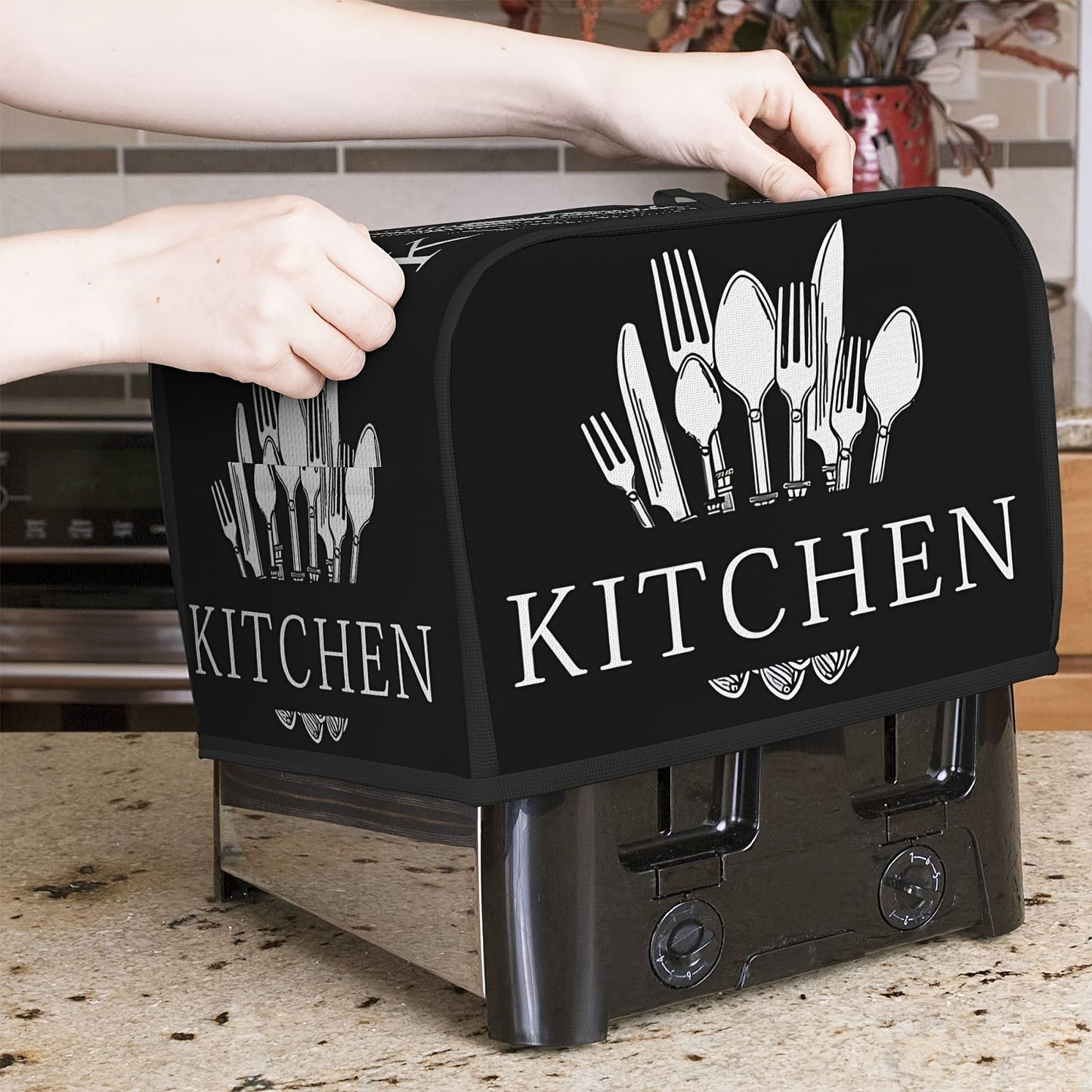 Protect your kitchen toaster with this durable 1-piece cover made of premium polyester. Keep dust at bay and stay organized with this anti-fingerprint, easy-to-clean bag that is also stain-resistant. Its compact design saves space and requires no power