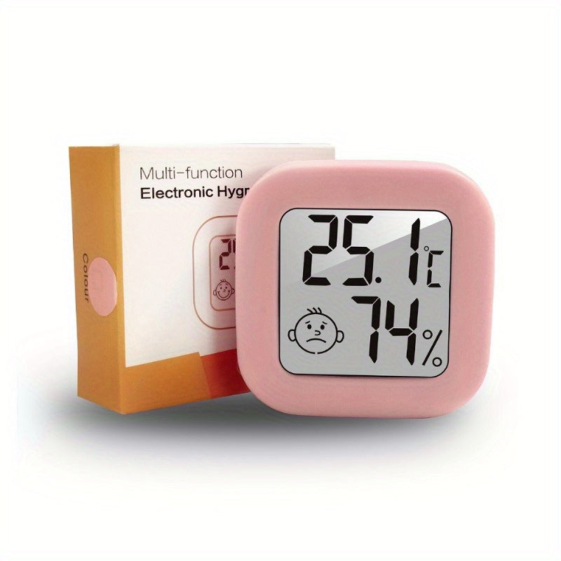 Smart Smile Mini Digital Thermometer accurately monitors room temperature and humidity, includes battery.