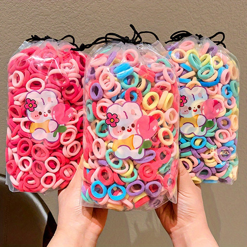 100 high elasticity rubber bands for girls, perfect for creating hair buns and ponytails without causing damage.