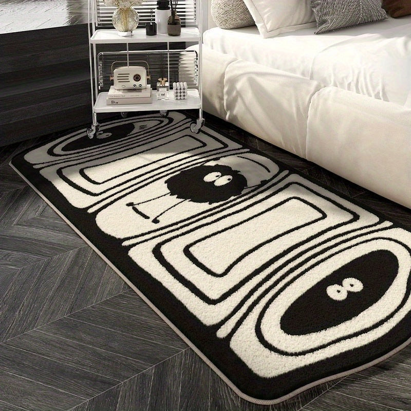 Soft and Non-Slip Cartoon Coal Ball Bedside Rug - Cozy Imitation Fleece Floor Mat Perfect for Home Decor