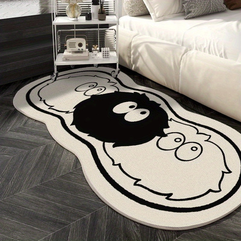 Soft and Non-Slip Cartoon Coal Ball Bedside Rug - Cozy Imitation Fleece Floor Mat Perfect for Home Decor