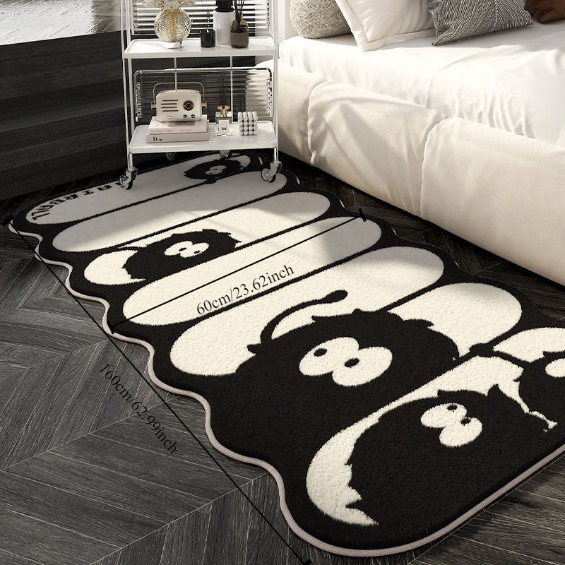 Soft and Non-Slip Cartoon Coal Ball Bedside Rug - Cozy Imitation Fleece Floor Mat Perfect for Home Decor