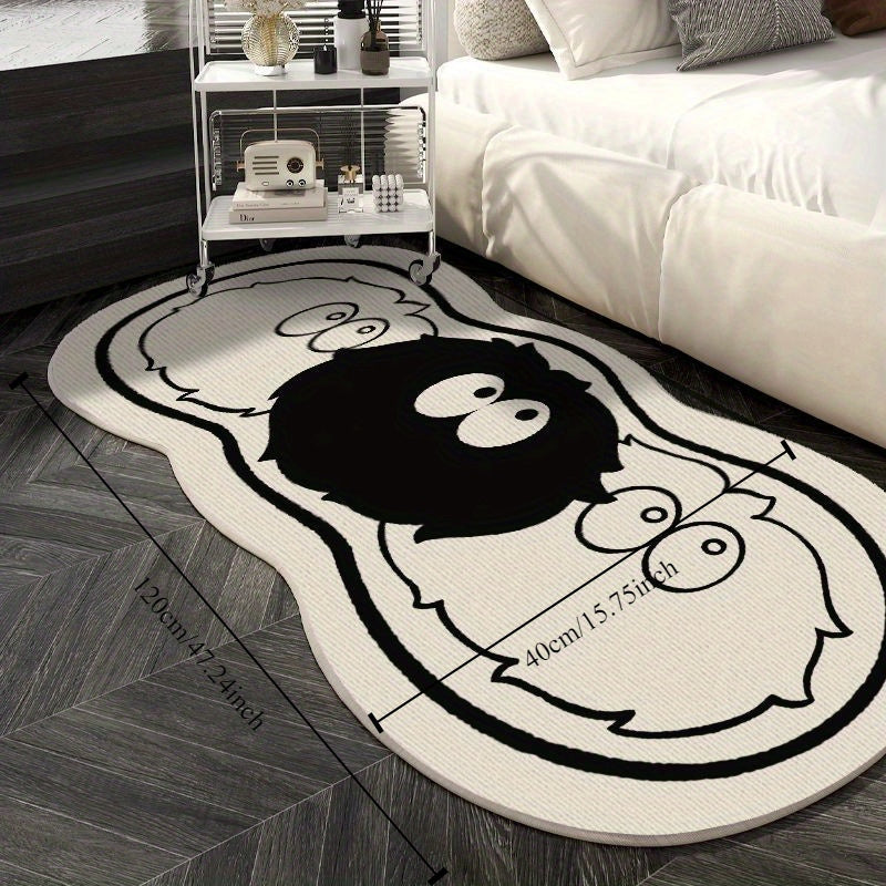 Soft and Non-Slip Cartoon Coal Ball Bedside Rug - Cozy Imitation Fleece Floor Mat Perfect for Home Decor