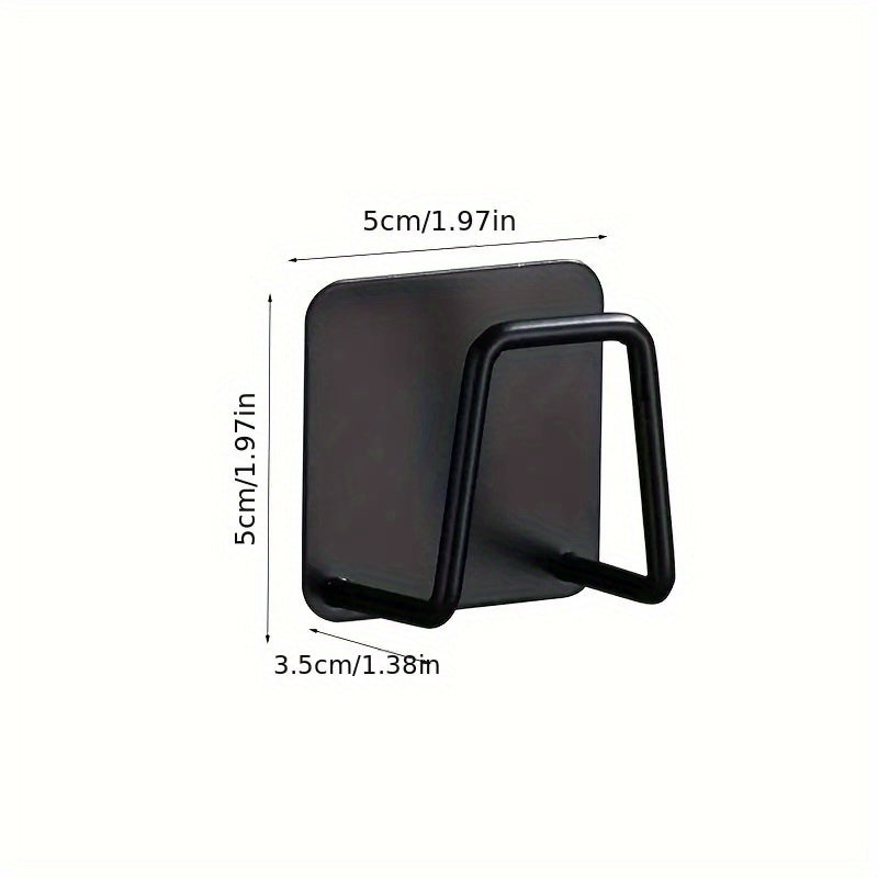 Stainless steel sponge holder mounts on wall for easy access, keeps surfaces clean.