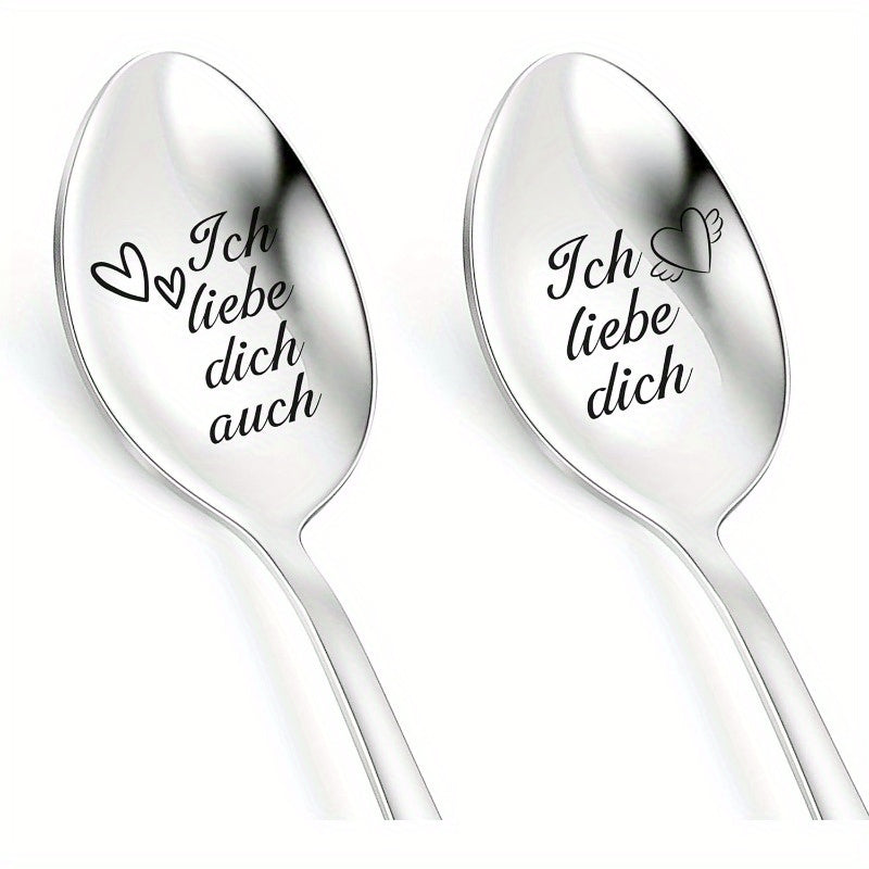 Set of 2 Stainless Steel Coffee Spoons with Engraved Messages Celebrating Parents as Best Mom and Dad - Perfect Gifts for Christmas and Birthdays