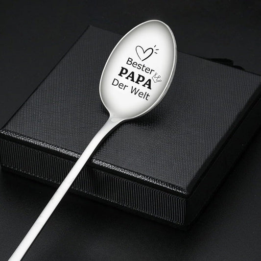 Set of 2 Stainless Steel Coffee Spoons with Engraved Messages Celebrating Parents as Best Mom and Dad - Perfect Gifts for Christmas and Birthdays