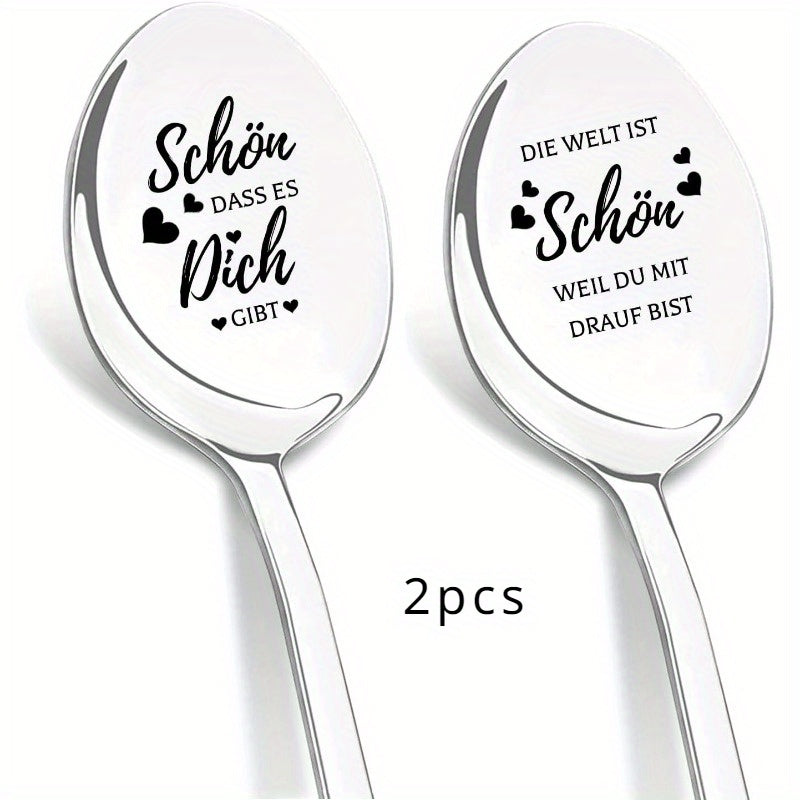 Engraved Stainless Steel Coffee Spoons: Ideal Present for Your Aunt and Uncle - Great for Birthdays, Mother's Day, or Father's Day.