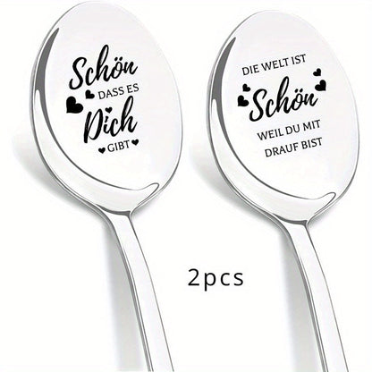 Engraved Stainless Steel Coffee Spoons: Ideal Present for Your Aunt and Uncle - Great for Birthdays, Mother's Day, or Father's Day.