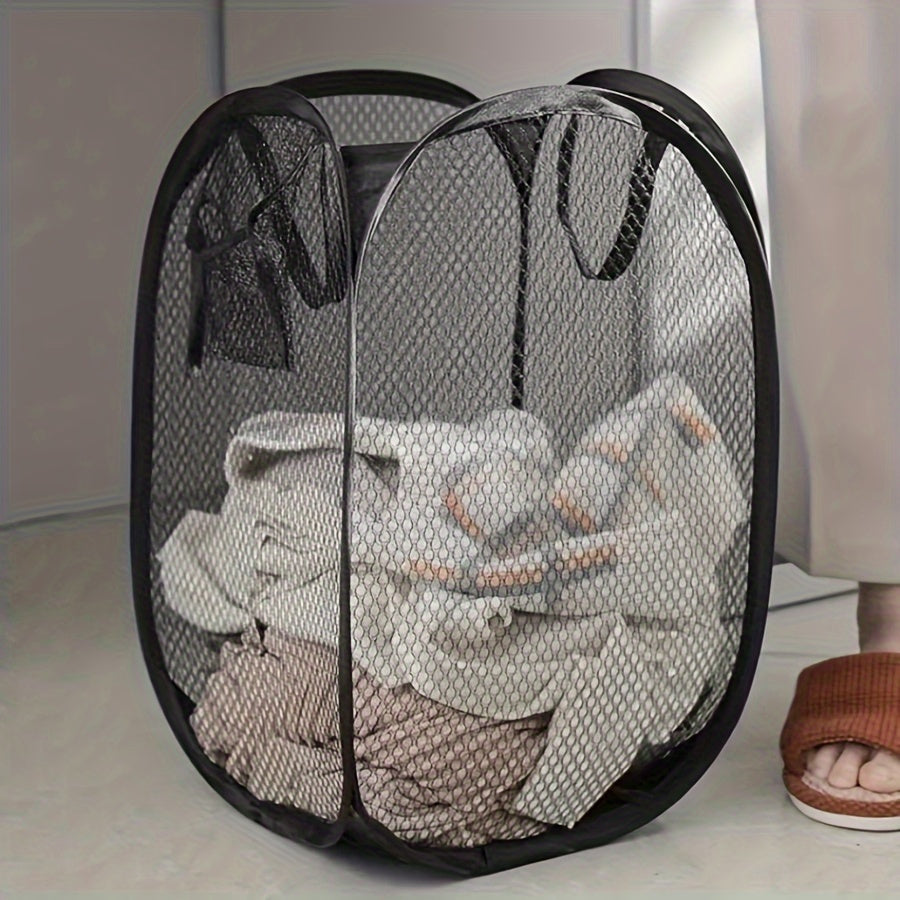 Convenient Casual Mesh Laundry Basket Organizer with Multiple Compartments for Different Rooms - Hanging Dirty Clothes Storage Bag for Bathroom, Bedroom, Laundry Room, and Dorm Necessities