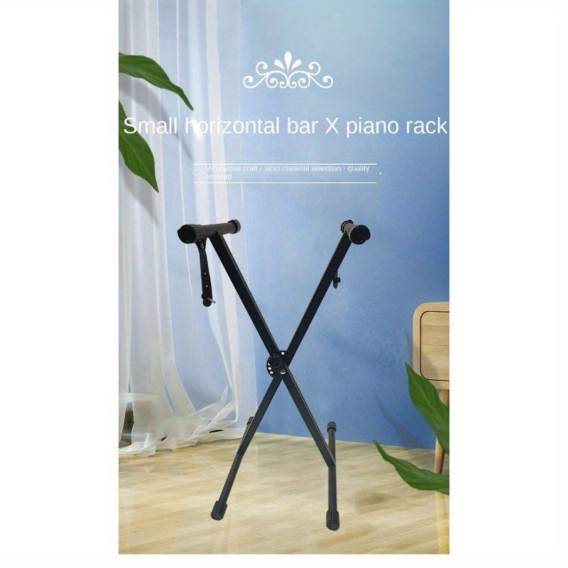 X-shaped piano stand for electronic piano. Easy disassembly and assembly. Adjustable height.