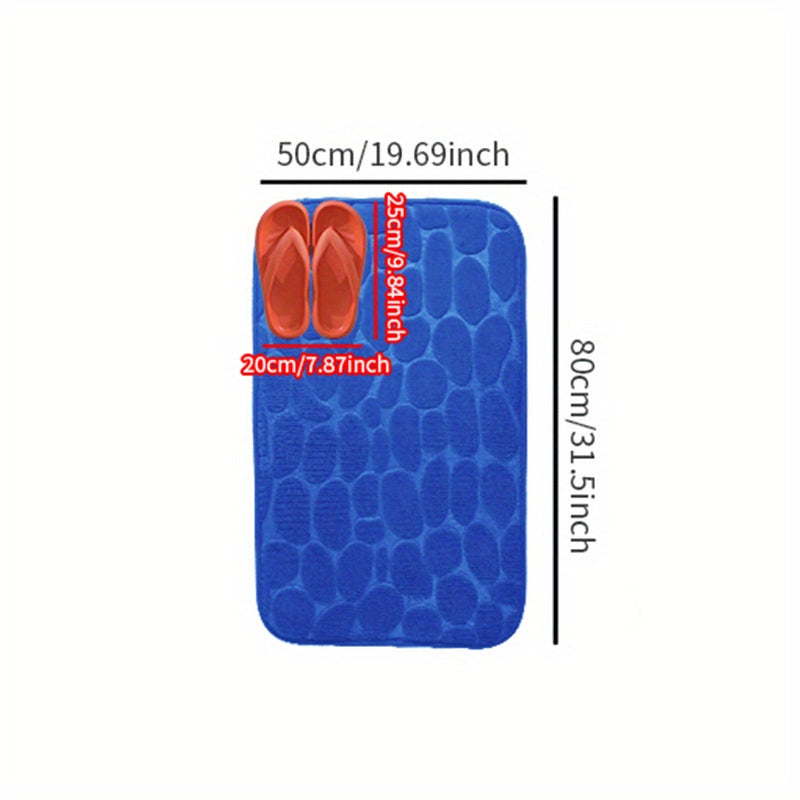 Non-slip bath mat made of pebble flannel, can be machine washed. Polyester bathroom rug with safety anti-skid design for bathtub, shower, and toilet lid cover. Lightweight, soft, shaggy, and durable home decor suitable for autumn, Halloween, and