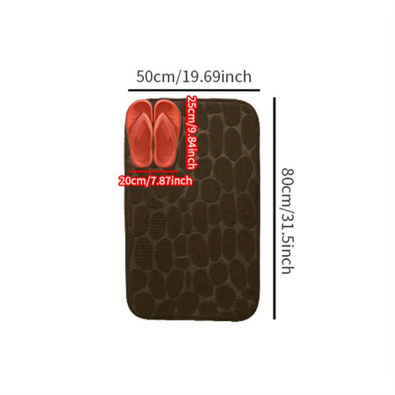 Non-slip bath mat made of pebble flannel, can be machine washed. Polyester bathroom rug with safety anti-skid design for bathtub, shower, and toilet lid cover. Lightweight, soft, shaggy, and durable home decor suitable for autumn, Halloween, and