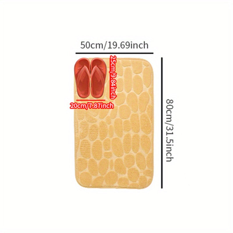 Non-slip bath mat made of pebble flannel, can be machine washed. Polyester bathroom rug with safety anti-skid design for bathtub, shower, and toilet lid cover. Lightweight, soft, shaggy, and durable home decor suitable for autumn, Halloween, and