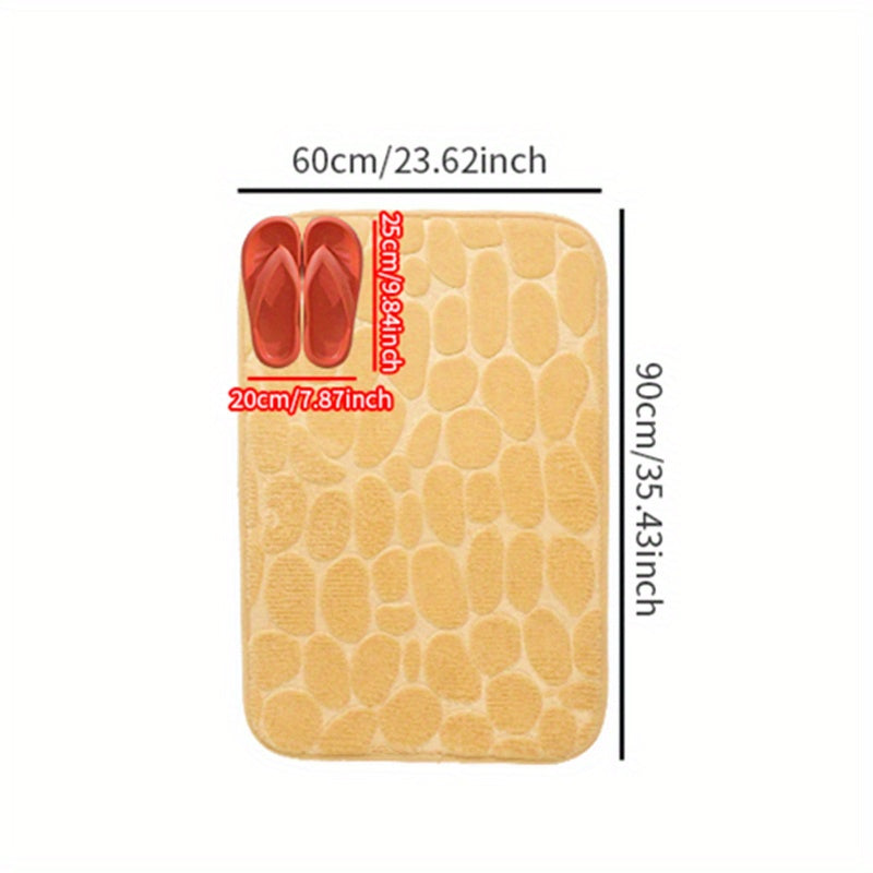 Non-slip bath mat made of pebble flannel, can be machine washed. Polyester bathroom rug with safety anti-skid design for bathtub, shower, and toilet lid cover. Lightweight, soft, shaggy, and durable home decor suitable for autumn, Halloween, and