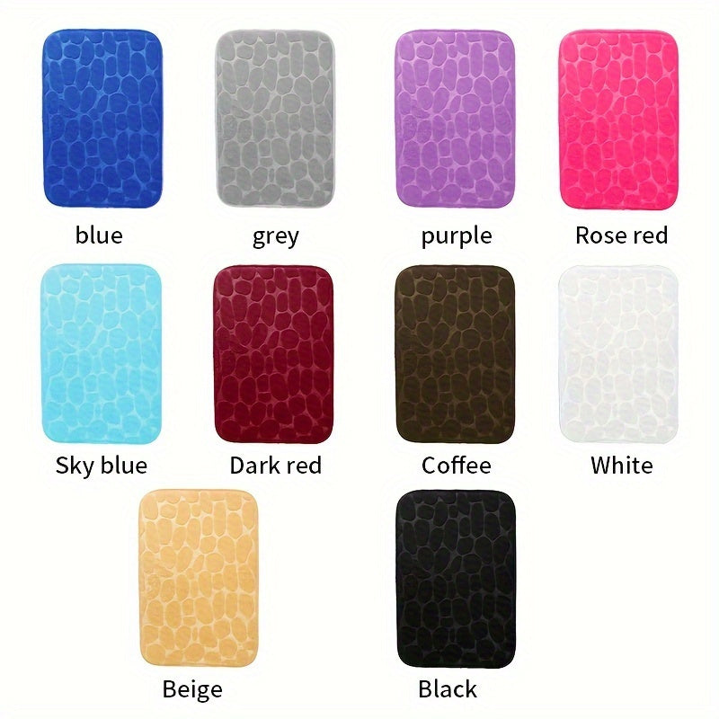 Non-slip bath mat made of pebble flannel, can be machine washed. Polyester bathroom rug with safety anti-skid design for bathtub, shower, and toilet lid cover. Lightweight, soft, shaggy, and durable home decor suitable for autumn, Halloween, and