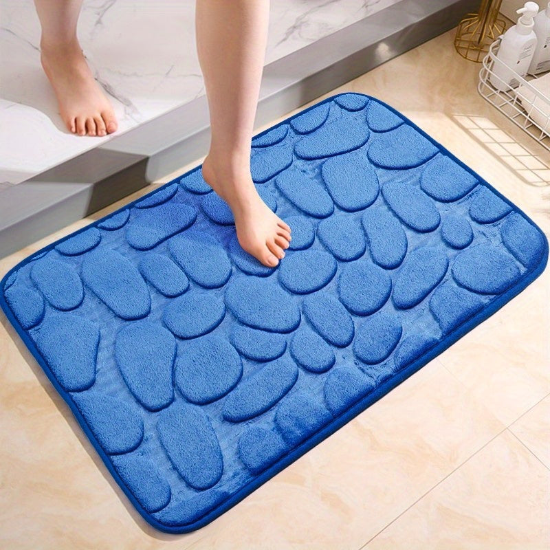 Non-slip bath mat made of pebble flannel, can be machine washed. Polyester bathroom rug with safety anti-skid design for bathtub, shower, and toilet lid cover. Lightweight, soft, shaggy, and durable home decor suitable for autumn, Halloween, and