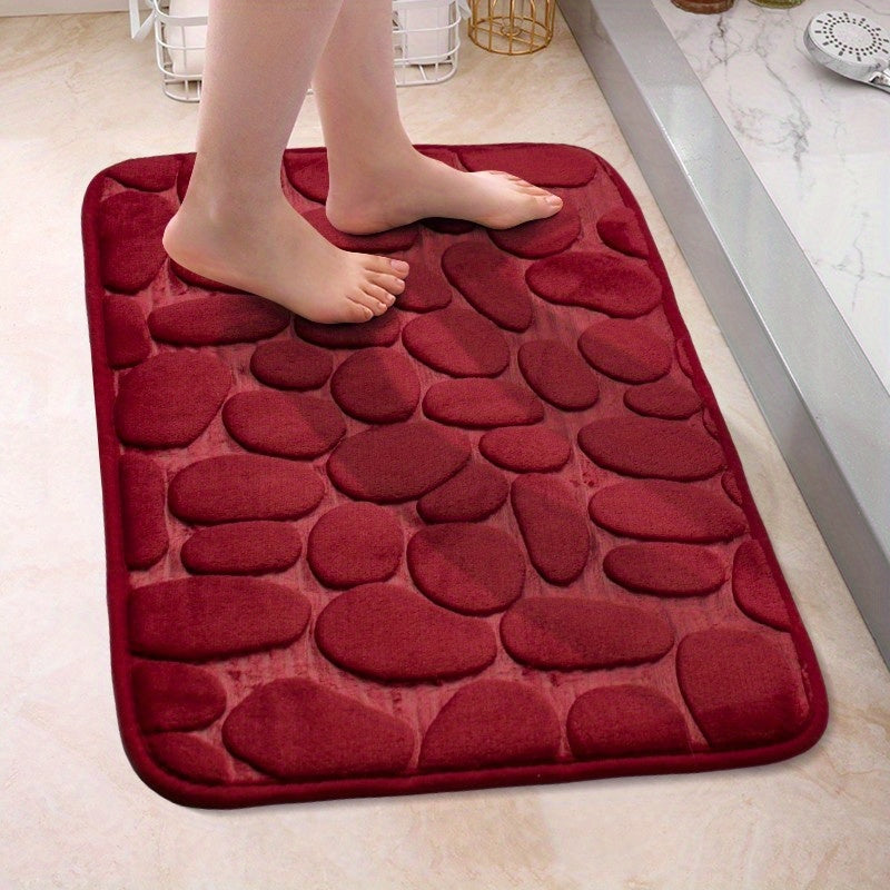 Non-slip bath mat made of pebble flannel, can be machine washed. Polyester bathroom rug with safety anti-skid design for bathtub, shower, and toilet lid cover. Lightweight, soft, shaggy, and durable home decor suitable for autumn, Halloween, and