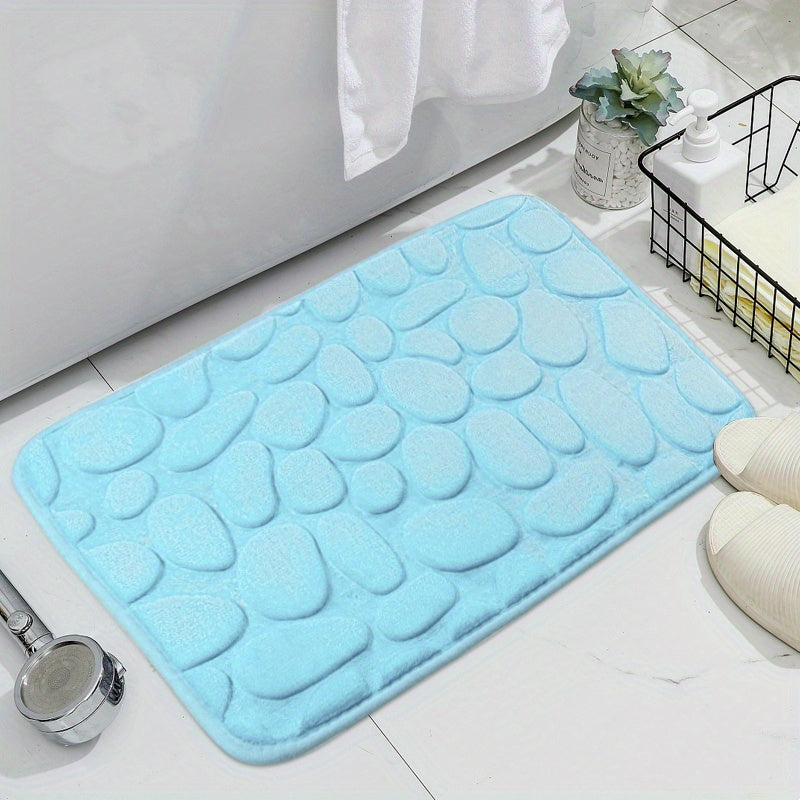 Non-slip bath mat made of pebble flannel, can be machine washed. Polyester bathroom rug with safety anti-skid design for bathtub, shower, and toilet lid cover. Lightweight, soft, shaggy, and durable home decor suitable for autumn, Halloween, and