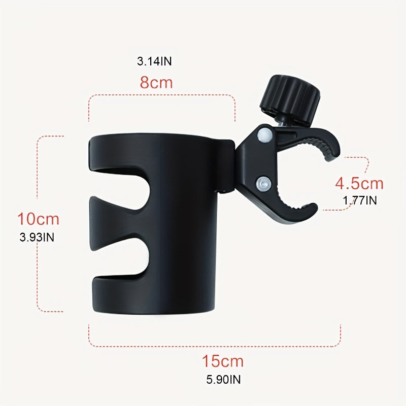 Rotating Stroller Cup Holder with 360° Swivel, Universal Drink Holder for Strollers and Wheelchairs