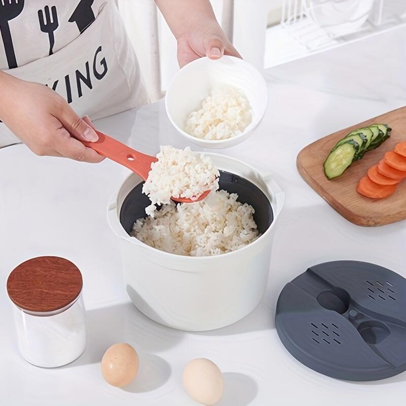 Microwave Steamer: Perfect for Rice, Vegetables, and More! Versatile, High-Temperature Resistant, Portable for Office and School, and Easy to Clean.