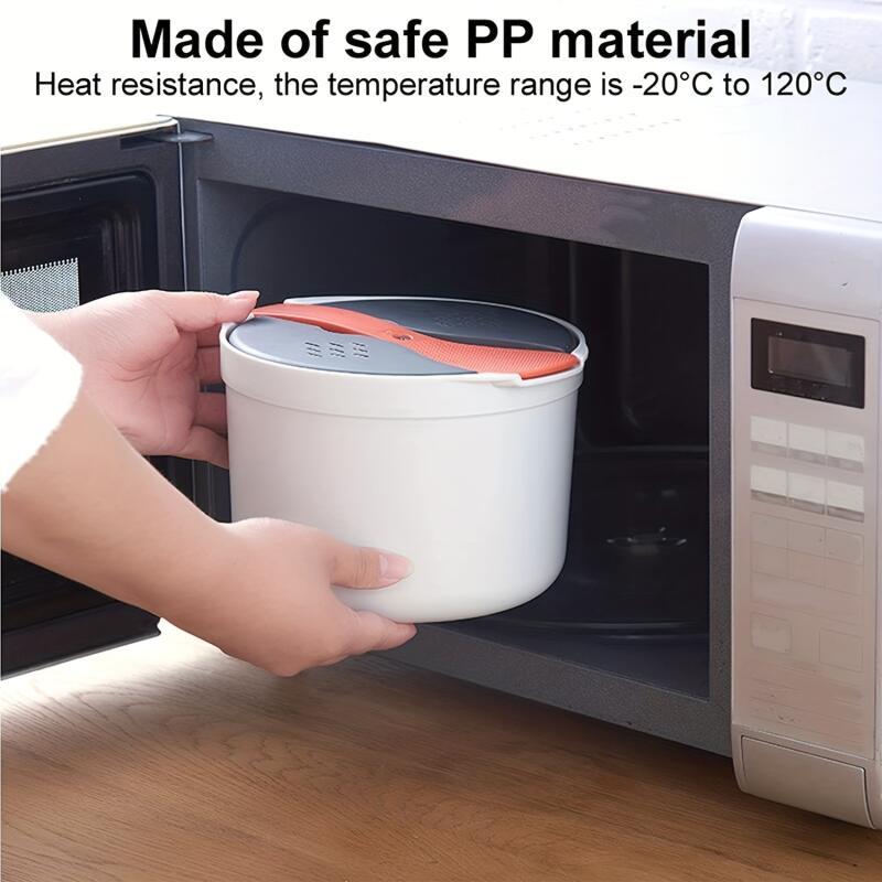 Microwave Steamer: Perfect for Rice, Vegetables, and More! Versatile, High-Temperature Resistant, Portable for Office and School, and Easy to Clean.