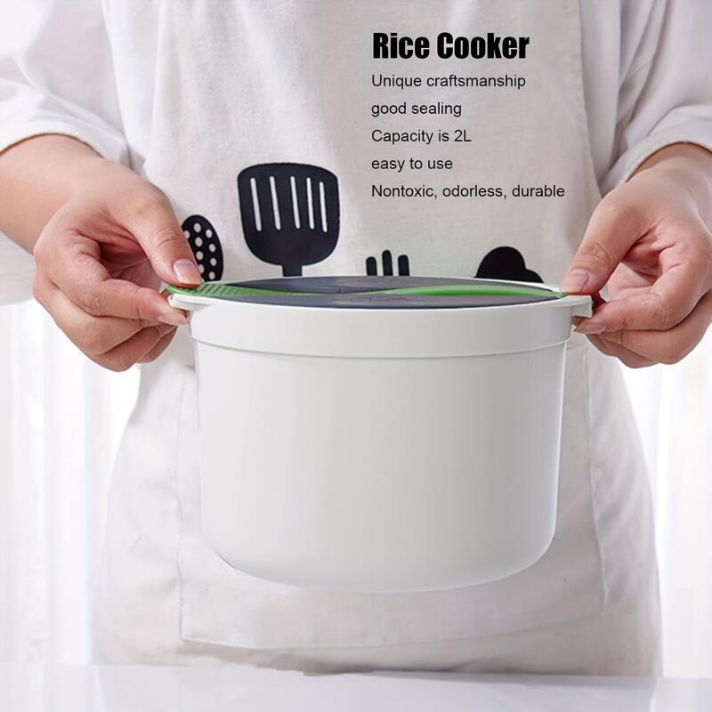 Microwave Steamer: Perfect for Rice, Vegetables, and More! Versatile, High-Temperature Resistant, Portable for Office and School, and Easy to Clean.