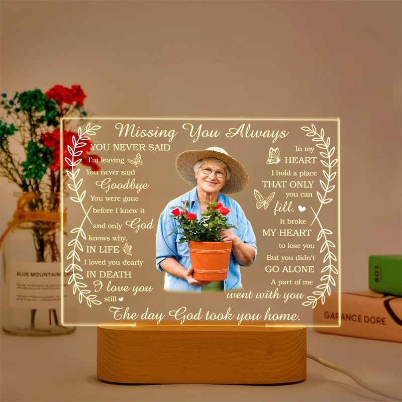 Custom Mom Picture Frame with LED Illuminated Plaque - Personalized Memorial Night Light, USB Powered, Thoughtful Bereavement & Sympathy Gift for Loss of Loved One.