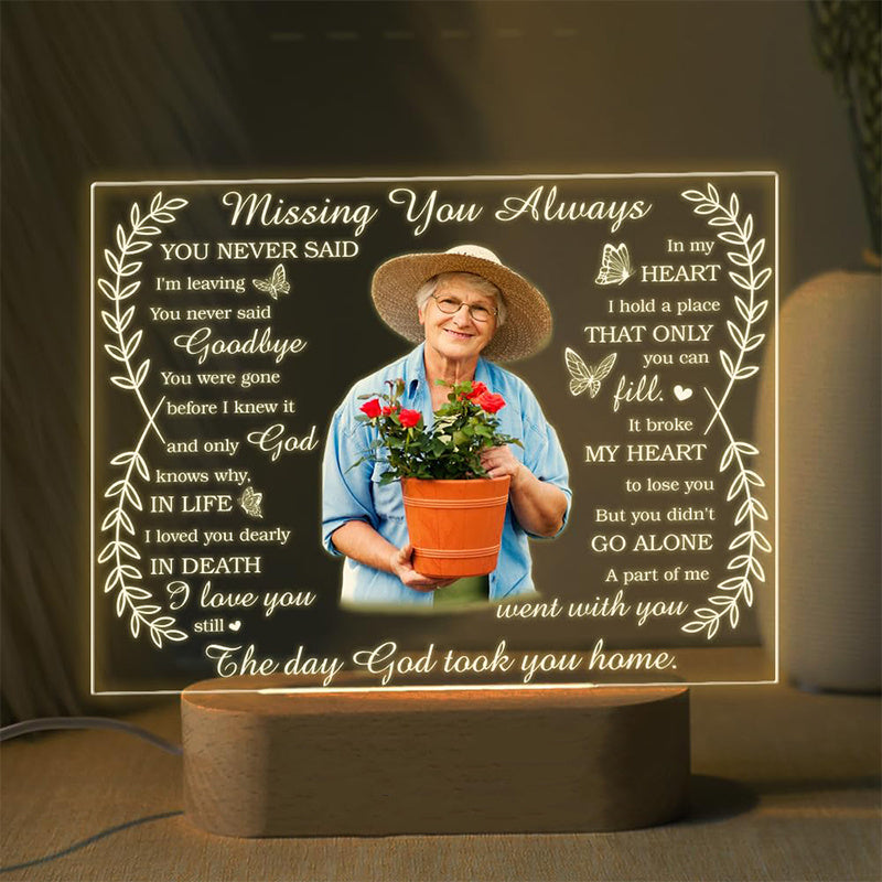 Custom Mom Picture Frame with LED Illuminated Plaque - Personalized Memorial Night Light, USB Powered, Thoughtful Bereavement & Sympathy Gift for Loss of Loved One.