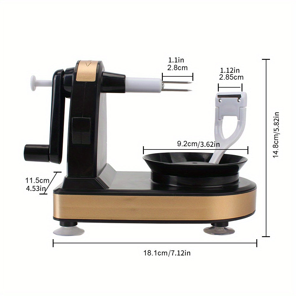 Durable Plastic Multifunctional Hand-Cranked Fruit Peeler, Apple, Potato, and Pear Corer Cutter Slicer Machine with Straight Blade Edge