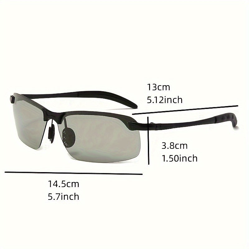 1pc Photochromic TAC Lens Fashion Glasses made of Casual Zinc Alloy for Men and Women, suitable for Outdoor Sports, Party, Vacation, Travel, Driving, Fishing, and Cycling, comes with Photo