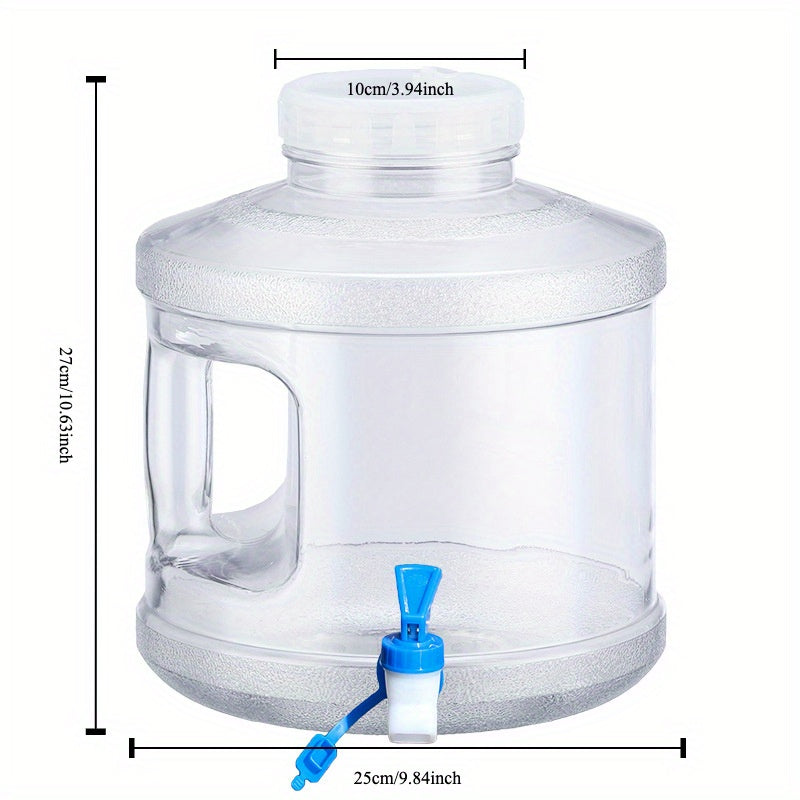 7.5 liter wide mouth round bucket made of food-grade PC with a faucet, suitable for outdoor and household use. Perfect for storing pure water, mineral water, or drinking water.