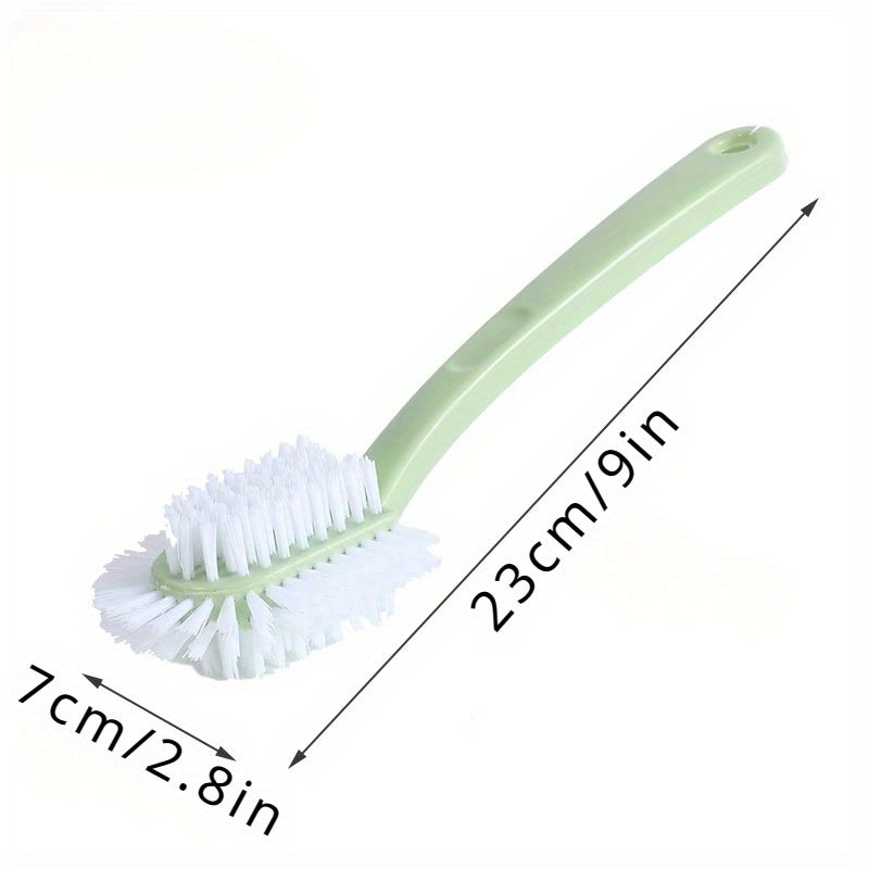 Multi-functional 5-Sided Plastic Laundry Brush with Long Handle - Durable Manual Cleaning Tool for Shoes, Clothes, Toilets, and Outdoor Use - No Electricity Required