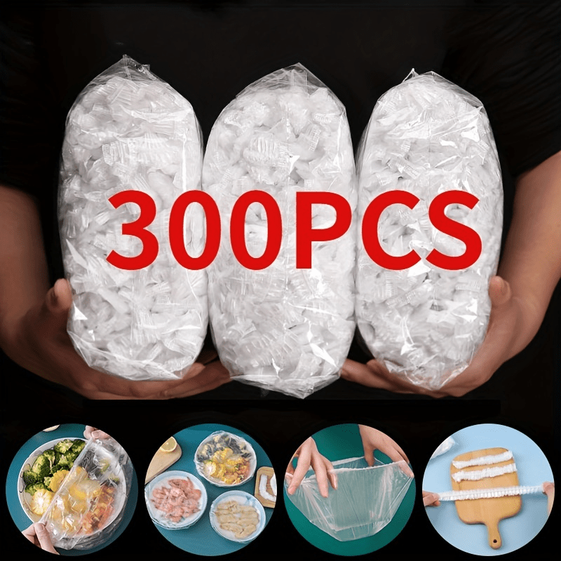 Value Pack Color Disposable Food Cover Plastic Wrap in 100, 300, and 500 Pieces - Food-Grade PE Fresh-Keeping Film Bag for Storage in Kitchen Disposable Bowl Cover