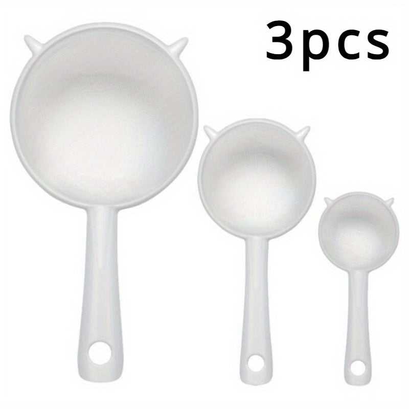 Ultra-fine Polypropylene Soy Milk Filter Mesh Sieve Set includes 3 pieces - Leak Spoon, Household Juice Squeeze, perfect for Self-brewed Fruit Wine and Rice Wine filtration.