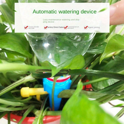 Automatic drip irrigation system for potted plants with adjustable watering volume, made of plastic, suitable for home gardens and balconies.