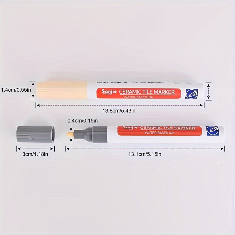 Mold-resistant grout pen for ceramic tile gap repair in kitchen and bathroom.