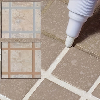 Mold-resistant grout pen for ceramic tile gap repair in kitchen and bathroom.