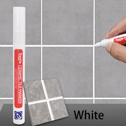 Mold-resistant grout pen for ceramic tile gap repair in kitchen and bathroom.