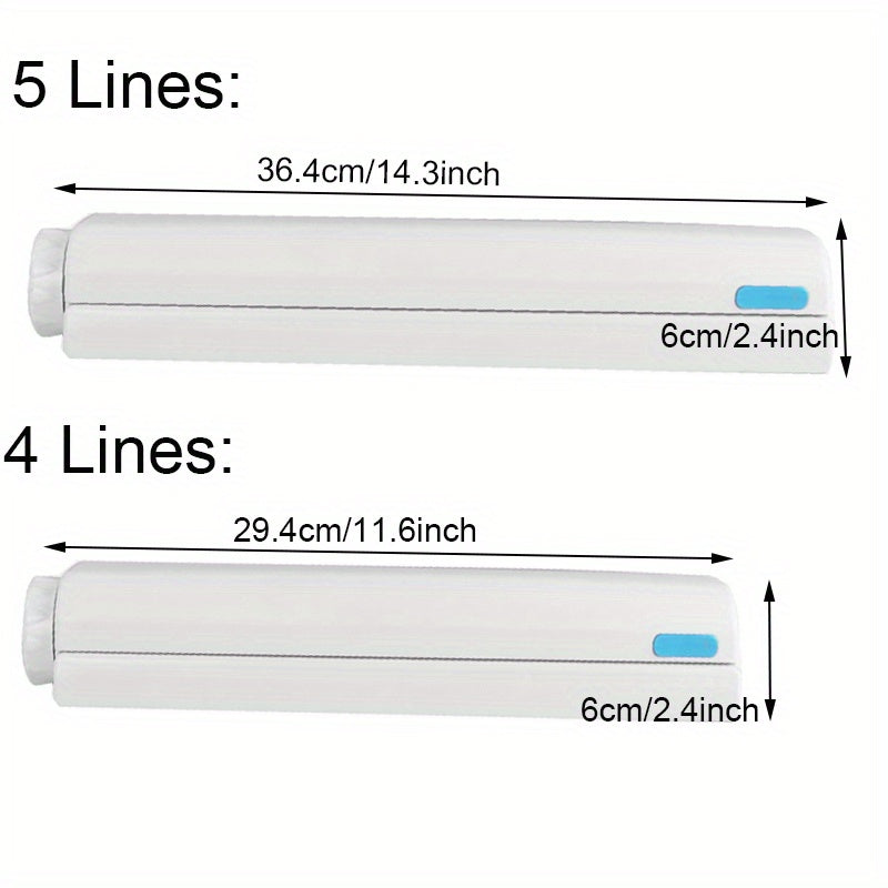 Wall-mounted retractable drying hanger for indoor use made of plastic material, perfect for the bathroom with an invisible clothesline.