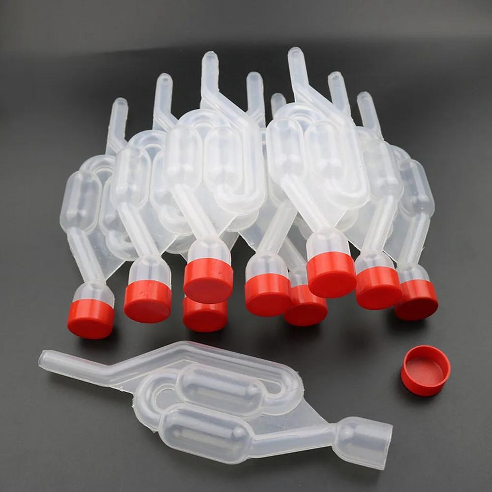 10 durable plastic water seal exhaust airlocks with red check valves for home brewing and fermentation, leak-proof and easy to use.