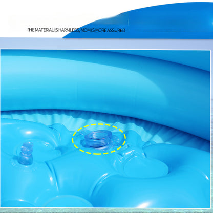 Children's inflatable pool made of durable PVC, includes accessories for home fun.