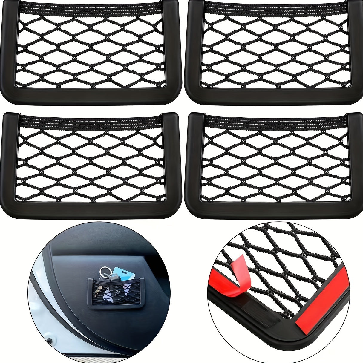 5 Mesh Organizer Nets for Cars & Boats - Sleek Design, Phone Holder Pockets, 19.99x8.0 cm, Home Storage Bins