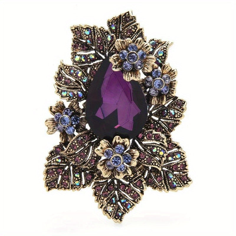 Stunning Crystal Flower Brooch - Adorned with Sparkling Rhinestones, Timeless Vintage-Inspired Style for Ladies and Girls